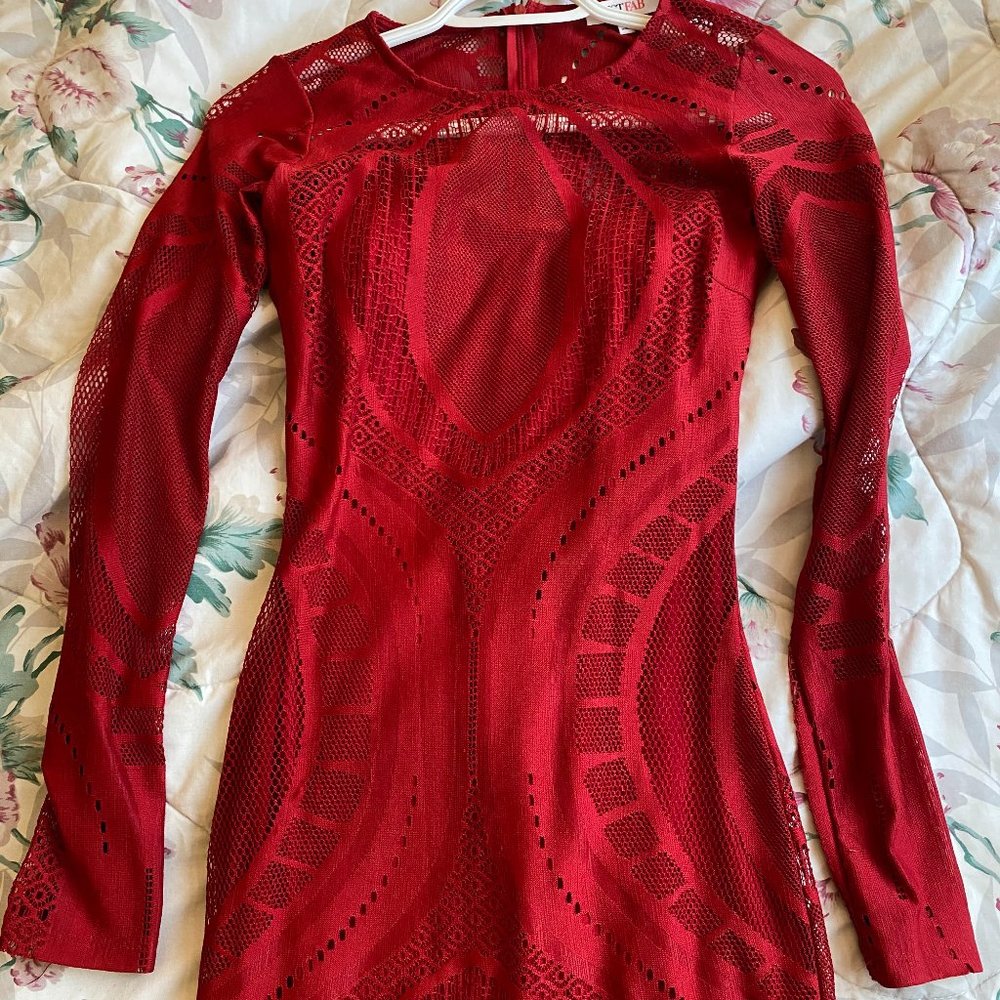 JUST FAB - BODYCON - RED LACE - DRESS